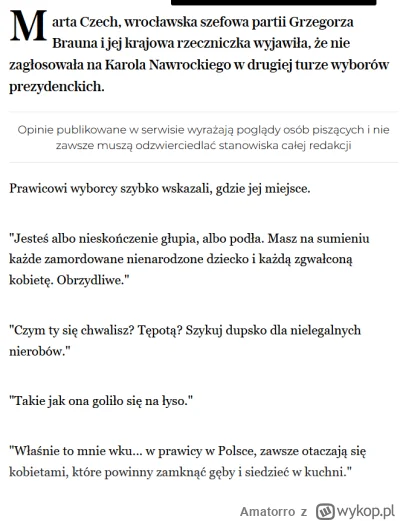Amatorro - @Turin89: A tutaj miłosierdzie prawicy dla rzeczniczki Brauna co oddała ni...