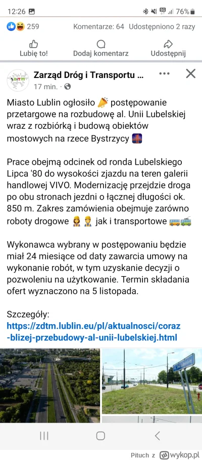 Pituch - Ogłosili przetarg na rozbudowę ul. Unii Lubelskiej :)

Więcej informacji tut...