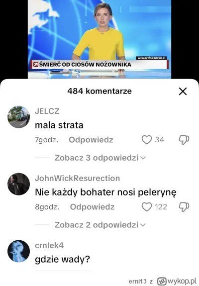 erni13 - Komentarze pod tiktokiem o tym, że Polak zadźgał Ukraińca... 

Nie, to nie s...