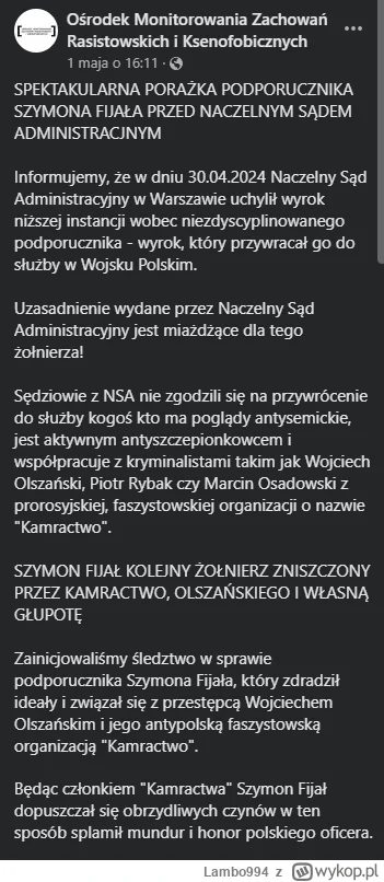 Lambo994 - @d4wid: A dobra już mam. Został wyebany z armii i będzie miał kolejne spra...