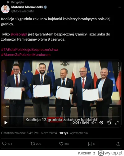 Koziom - A ten dalej spami tym samym. Pomijam już to, że kłamie, bo to nie koalicja i...