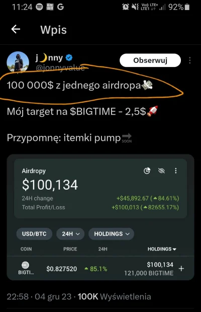 d.....o - Jakiś typ zgarnął 100K USD z airdropa. 

Tymczasem wykopki. 

MOŻNA DOSTAĆ ...