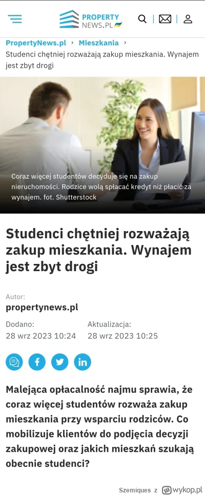 Szemiques - Coraz więcej studentów kupuje mieszkania w miastach uniwersyteckich na kr...