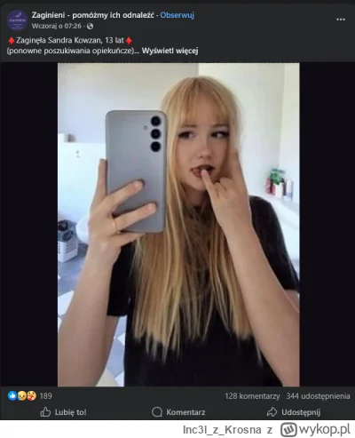 Inc3lzKrosna - #przegryw 
13 lat a wygląda na 18, znając życie wmówiła jakiemuś chado...