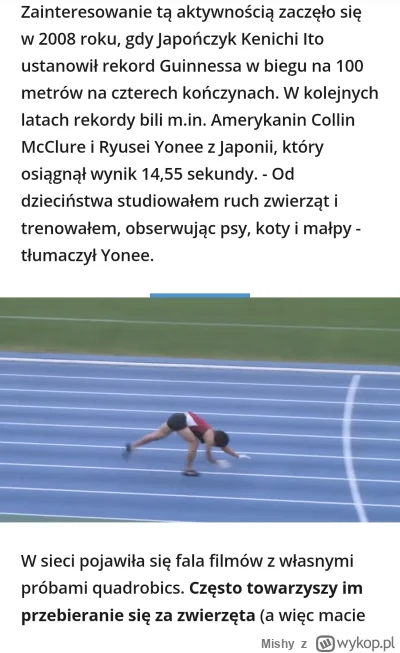 Mishy - Byłoby mi przykro gdybym na 100m życiówkę miał gorsza niż gość biegający na c...