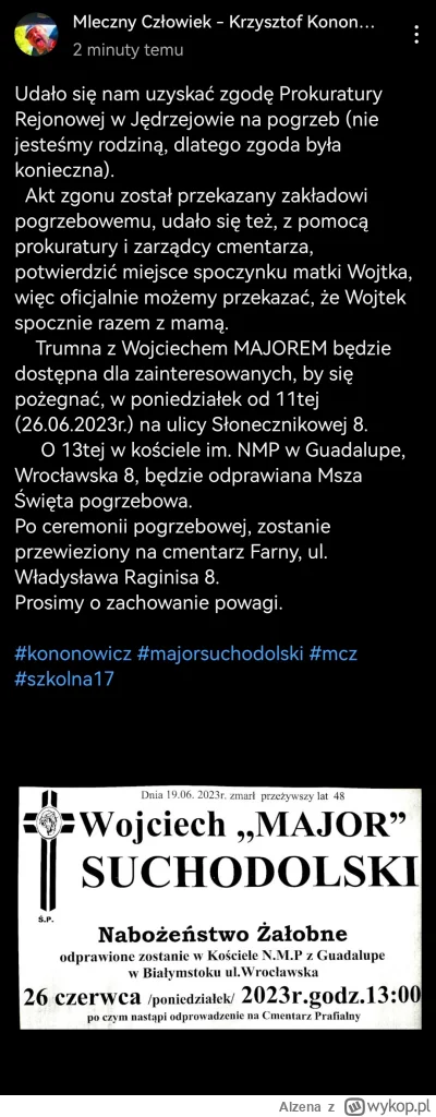 Alzena - Nekrolog jednak nie fejk.

#suchodolski #szkolna17 #kononowicz