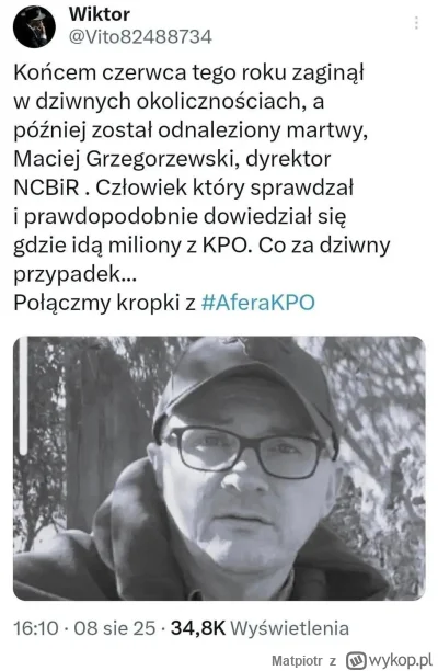 Matpiotr - Przypadek?
#polityka #kpo #aferakpo
#seryjnysamobojca