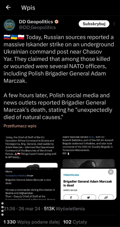 Goglez - Rosjanie twierdzą, że został zabity na Ukrainie.