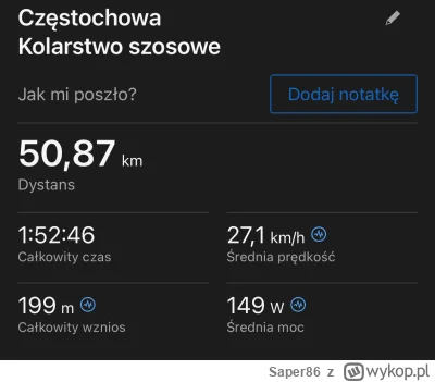 Saper86 - Dla odmiany wskoczyłem na #rower :) może wieczorem uzupełnię jeszcze #biega...