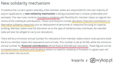 kopyrta - "obowiązkowa solidarność" 
SPOILER
źródło screena: https://www.consilium.eu...