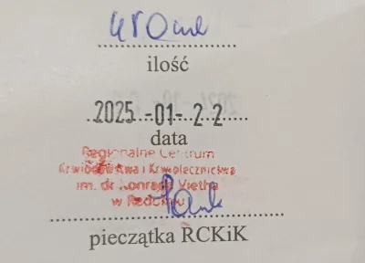 E.....k - 244 230 - 450 = 243 780
Data donacji - 22.01.2025
Rodzaj donacji - krew peł...