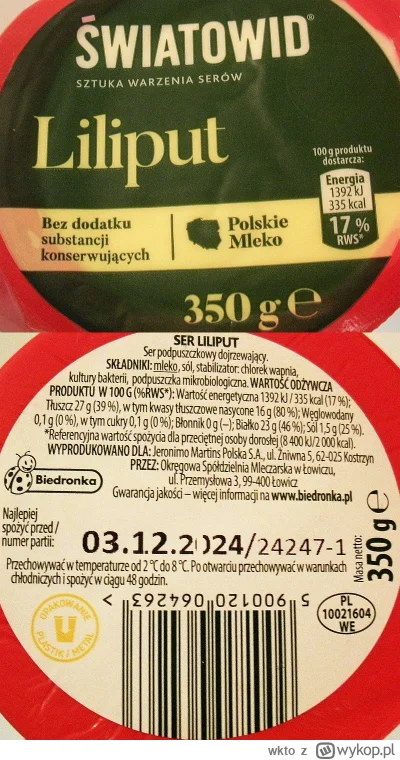 wkto - #listaproduktow
#serzolty liliput kawałek Światowid #biedronka
aktualny skład ...