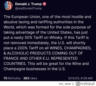 ish_waw - Trump nakłada cło 200% na polską wódkę. Potem zdejmie sankcje z ruskiej i k...