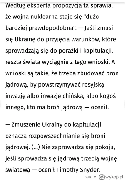 Sin- - Ja to nawet nie mam wątpliwości, że tak będzie. I nich tych krajów nie powstrz...