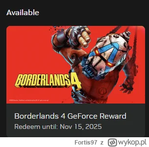 Fortis97 - Sprzedam kod na Borderlands 4 za 100 zł, który można odebrać jako gift z N...
