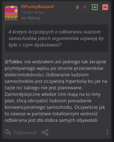 Tokko - Początek wypowiedzi:
 nie widziałem ani jednego wpisu o odbieraniu ludziom sa...