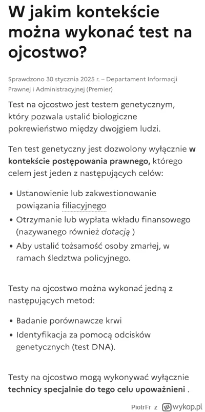 PiotrFr - @zoggy: 
 zakazać testów dna jak we Francji żeby nie można było formalnie z...