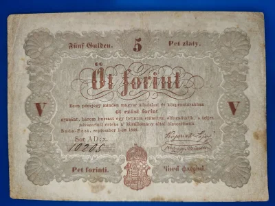 IbraKa - Węgry 5 forintów z 1848 roku 
#banknoty #numizmatyka #pieniadze