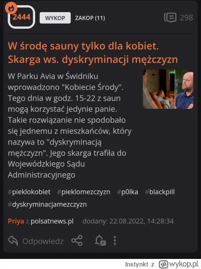 Instynkt - @OCIEBATON: normalnie zesrańsko jak u wykopków jak to chuopów do sauny nie...