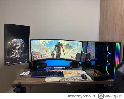 fizycznyrobol - #pcmasterrace #chwalesie 
Moja "battle station" w końcu skończona 😊 ...