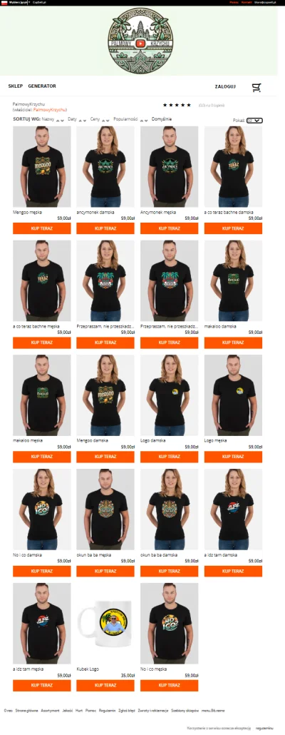 pelt - 👕 zrzut ekranu sklepu Palmowego Krzycha z koszulkami użyty w shocie