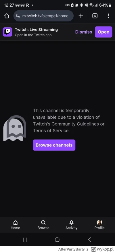 AfterPartyBarty - No i uj no i czesc, gej wylapal banicje za wczorajszego strima XD
O...