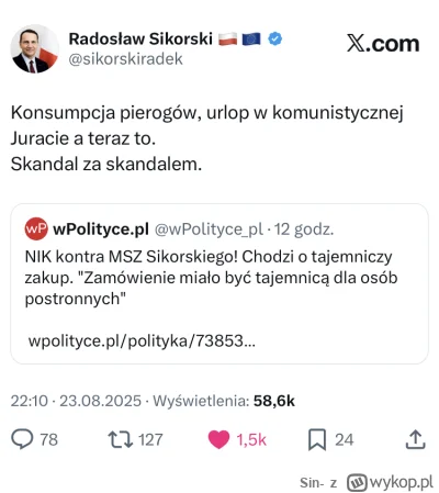 Sin- - Jak tak dalej pójdzie, to ten prawicowy pudelek „wpolityce” będzie śledzić jak...
