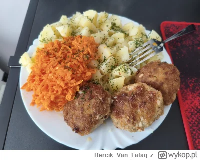 BercikVanFafaq - Dziś na talerzu mielone z ziemniakami, koperkiem oraz marchewka z ch...