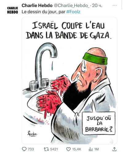 B.....s - Francuski magazyn Charlie Hebdo opublikował karykaturę poświęconą wydarzeni...