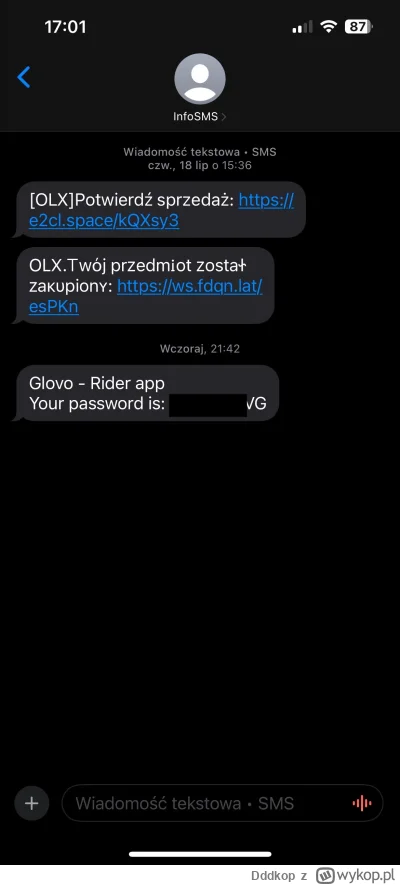 Dddkop - jak to jest że wcześniej przychodziły scam linki z tego numeru a teraz to na...