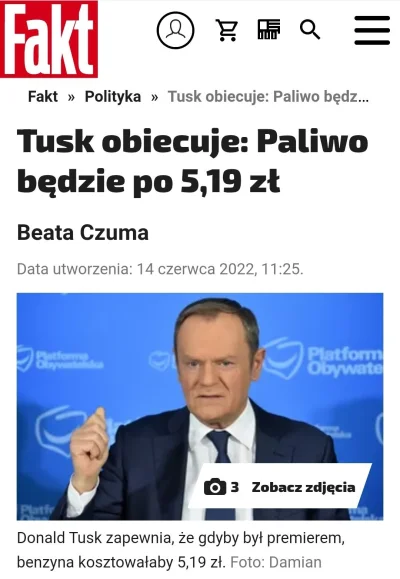 L3stko - Jak Tusk coś obieca, to obieca!

Tymczasem:

Opłata paliwowa w górę.
 Stawki...