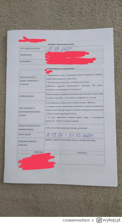 czuwamnadtym - A to jest to umowa zlecenia chociaż tutaj pisze umowa o świadczenie us...