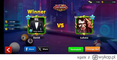 xgalx - Proszę Państwa zakończyliśmy właśnie Wykopową rozgrywkę w #8ballpool 

Gra ba...