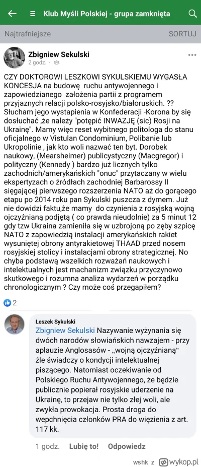 wshk - Jest I odpowiedź towarzysza Sykulskiego.
#ukraina #rosja #onuce