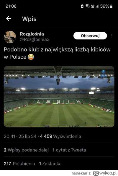 hajnekan - A na Wisle 30 k ludzi, widac ktory klub ma kibicow a który tylko słoików k...