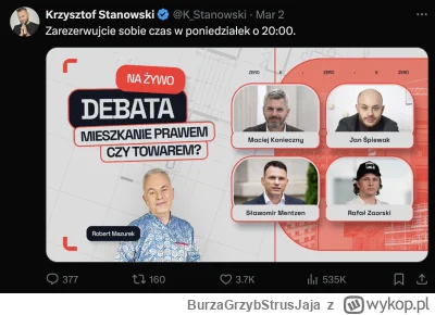 BurzaGrzybStrusJaja - Dziś jest wielka debata o niczym na kanale zero pod tytułem "Mi...