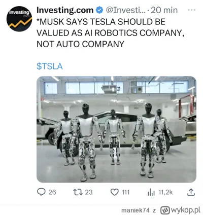 maniek74 - #gielda

Look at me. I’m AI ROBOTICS COMPANY now ( ͡° ͜ʖ ͡°)