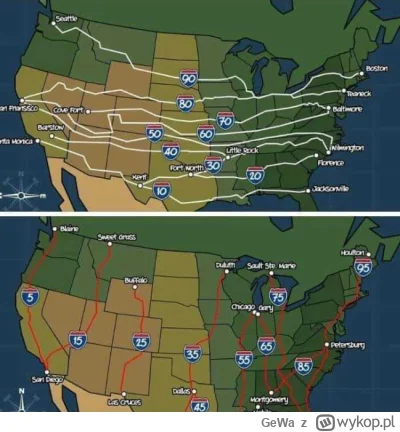 GeWa - Numeracja autostrad w Stanach Zjednoczonych.
#ciekawostki #usa #drogi
