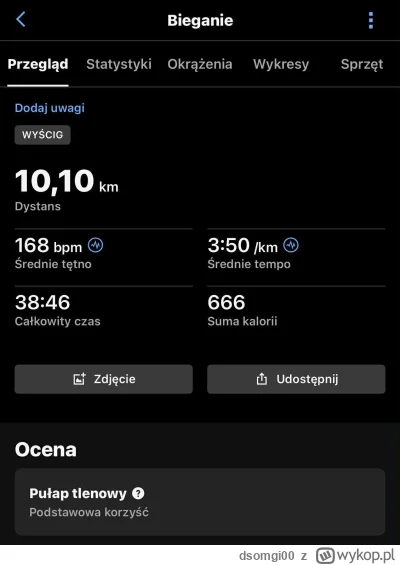 dsomgi00 - Dzisiejsza dyszka na szybkiej trasce z atestem. Chciałem pobiec poniżej 40...