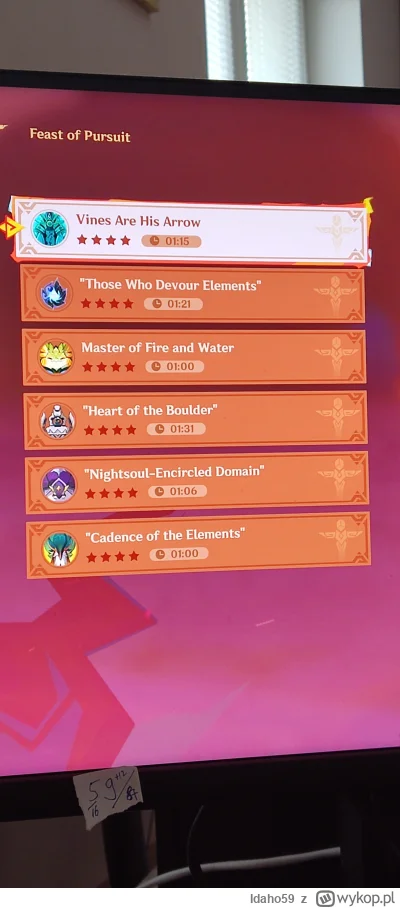 Idaho59 - #genshinimpact 
Muszę przyznać, że fajny event i dobrze się próbowało różny...