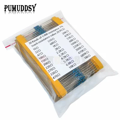 n____S - ❗ 600pcs/set 30 Kinds 1/4W Resistance 1% Metal Film Resistor Pack
〽️ Cena: 3...