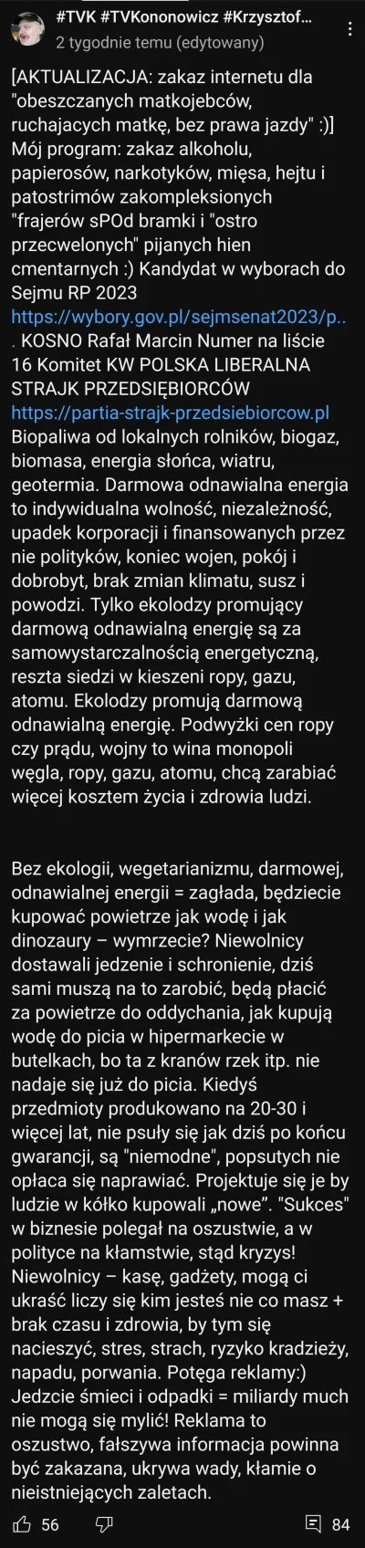 Major_Gross - @rys93: z tej partii startuje jeden przygłup nagrywający Kononowicza. F...