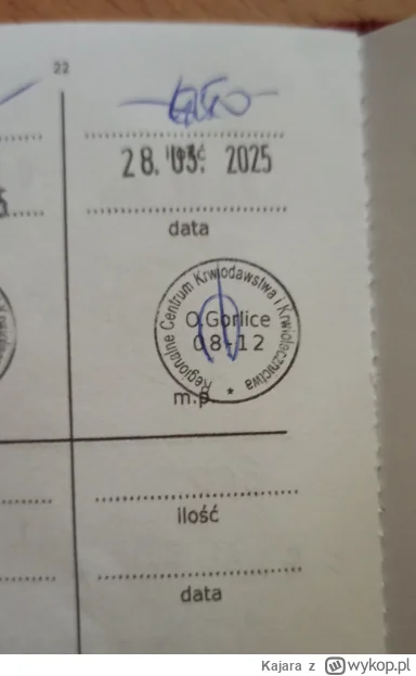 Kajara - 185 790 - 450 = 185 340
Data donacji - 28.03.2025
Rodzaj donacji - krew pełn...