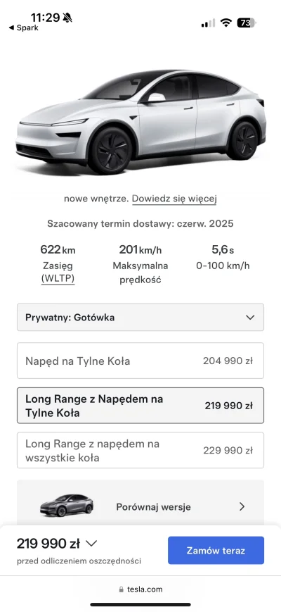 kajbel - Tesla włączyła konfigurator dla nowego Y, ceny lepsze niż starego modelu (z ...