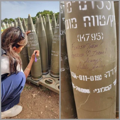 WykopX - Tutaj żydowska kandydatka na prezydenta USA podpisuje Izraelską rakietę z de...