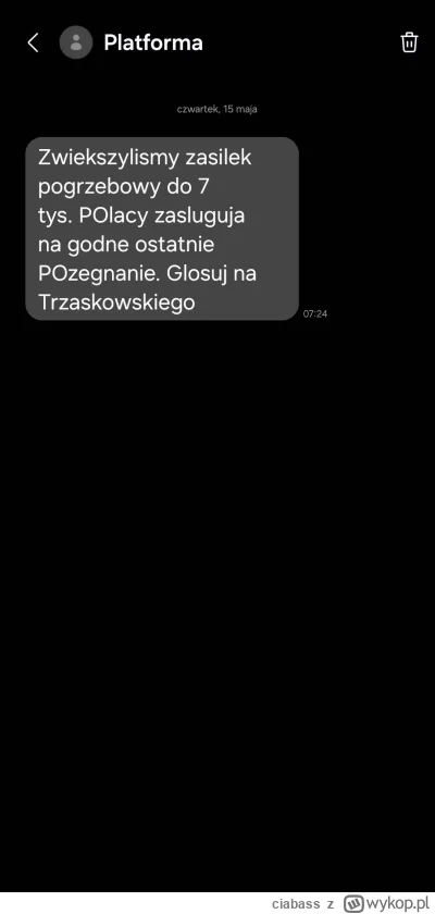 ciabass - @Koziom: tak wyglądał ten "legitny" SMS. Przecież to śmierdzi pisowską usta...