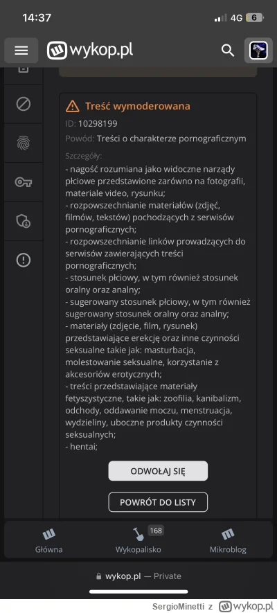 SergioMinetti - Dałem 18+ i zewnętrzne linki. Szybko spadło, chociaż odkrytej nagości...