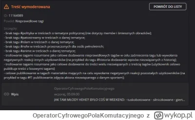 OperatorCyfrowegoPolaKomutacyjnego - JAK TAM MŁODY HEHE?! BYŁO COŚ W WEEKEND:

- tusk...