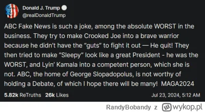 RandyBobandy - Trump boi się Kamali i ucieka przed debatą.

#usa #polityka