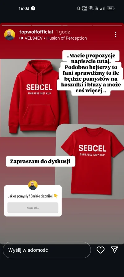 spulakopiel - Jak będą w kolorze magenta to zakupie i bluze i koszulke, Seba
#sebcel